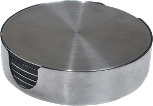 Thirstystone 6-Pack Stainless Steel Coasters in Stainless Steel Holder Attractive Heavy Duty Coasters that Easily Wipe Clean