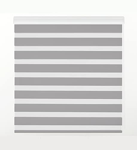 Zebra Textil SANSA Doppelrollo mit dekorativer Kassette, Grau, 105 x 250 cm