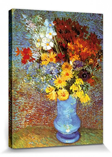 1art1 Vincent Van Gogh Poster Vase Mit Margeriten Und Anemonen, 1887 Bilder Leinwand-Bild Auf Keilrahmen | XXL-Wandbild Poster Kunstdruck Als Leinwandbild 40x30 cm