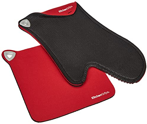 Kitchengrips 110708-11 Ofenhandschuh und Topflappen, Rot, 2-teiliges Set