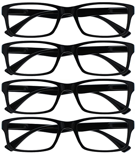 The Reading Glasses Company La Compañía Gafas De Lectura Negro Lectores Valor Pack 4 Estilo Diseñador Hombres Mujeres RRRR92-1 +1,00