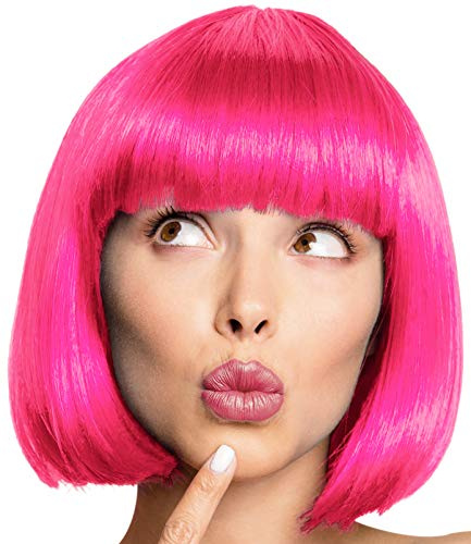 Balinco – Bob Perücke für Damen & Herren Pink – Kurzhaarperücke Pagenkopf, Cabaret & Charleston für Karneval, Fasching & Motto Party – Einheitsgröße Unisex aus Polyester - Inkl. Haarnetz