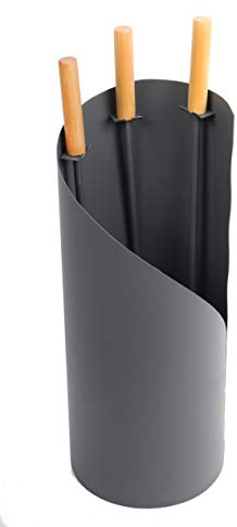 MS Beschläge® 3 teiliges Kaminbesteck Kamingarnitur Kaminset anthrazit beschichtet mit Holzgriffen