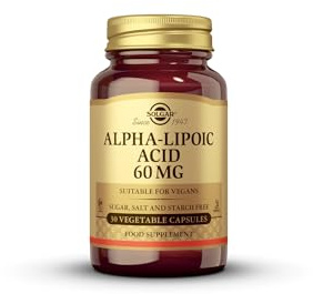 Solgar Ácido Alfa-Lipoico 60 mg | 30 Cápsulas Vegetales | Fácil de tomar · Apto para veganos, vegetarianos, kosher y halal