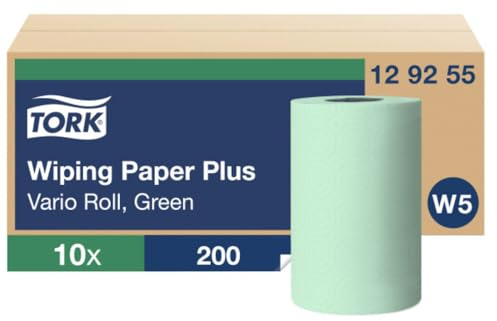 Tork 129255 Carta resistente Universale, sistema W5 per rotoli piccoli, 2 veli, 200 strappi, 10 Rotoli, verde (23 x 27,5 cm)