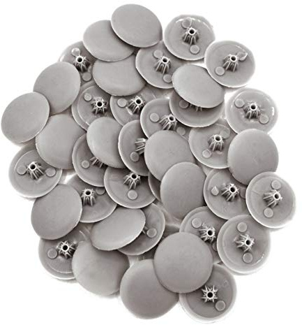 Snap-On Bifix Cover Caps to Use with Phillips Ph2 & Pozidrive Pz2 Pozi Screws - Pack of 50 Biffix Covers : Silver Grey