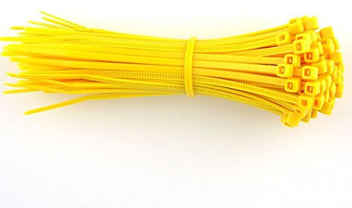100 Yellow Cable Ties, Strong Nylon, 100mm x 2.5mm