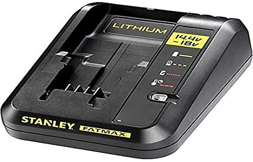 Stanley FMC692L-QW FATMAX Chargeur de Batterie 14,4V et 18V Chargement Rapide Témoin Led Intégré Compatible Gamme Robuste et Ergonomique, Noir/Jaune