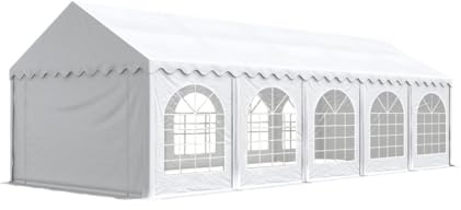 4x10 mTendone per feste PREMIUM PVC bianco 100% impermeabile Gazebo da giardino Tendone da esterno Tenda party