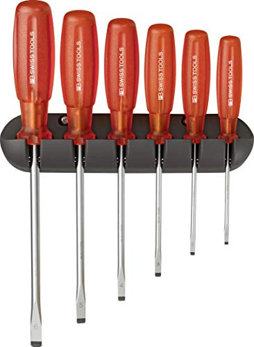 PB Swiss Tools Jeu de 6 tournevis plats dans le support mural Multicraft