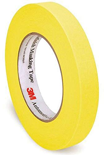 3M Automotive Refinish Masking Tape 06653, 388N, Yellow Color, Water Resistant, Multi-Purpose, 24 mm x 55 m