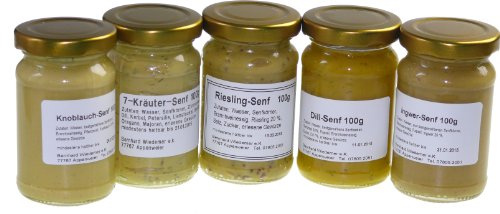 Wiedemer - Gourmet Senf Set Gourmet fünf unserer beliebten Senf-Variationen von süß bis scharf in einem Set - 5 x 100ml