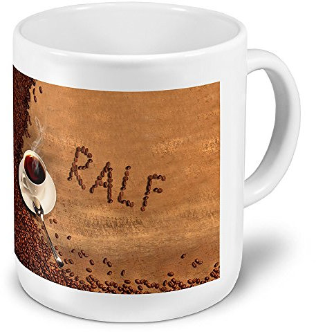 digital print XXL Riesen-Tasse mit Namen „Ralf“ - Jumbotasse mit Design Kaffeebohnen - Namens-Tasse, Kaffeebecher, Becher, Mug