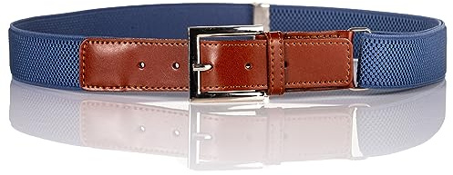 Olata Ceinture Réglable pour Enfants avec Boucle et Raccords en Cuir Marron (8 à 15 ans). Bleu