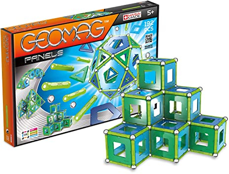 Geomag - Classic Panels 192 Stück - Magnetische Konstruktionsspiele für Kinder ab 5 Jahren - Hergestellt in der Schweiz - Magnetische Bausteine mit 65 Stäben, 50 Kugeln, 74 Fliesen, 3 Basen