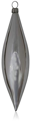 Lauschaer Glas Christbaumschmuck Oliven Silber Glanz 4 Stück Christbaumschmuck Weihnachtsbaumschmuck mundgeblasen