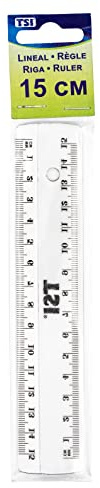 TSI Lineal 15 cm, Transparent, aus Kunststoff mit beidseitiger Skalierung, Art. Nr. 46015