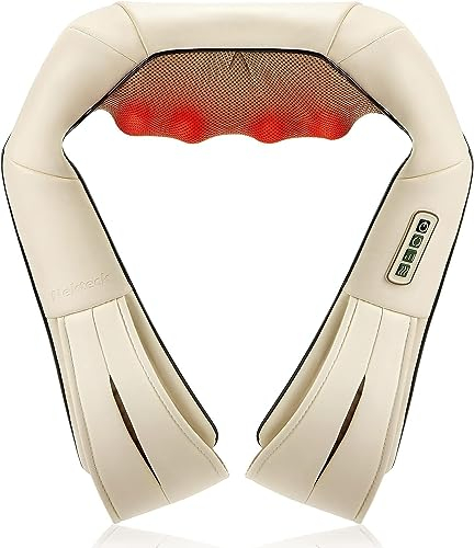 Nekteck Shiatsu Tief Kneten Massage Kissen Mit Wärme, Auto/Büro-Stuhl-Massagegerät, Hals, Schulter, Rücken, Taille Massagegerät Kissen - Biege