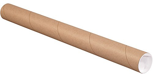 Box USA Mailing Tubes with Caps, 2 Inch x 12L, 50-Pack | Cardboard Tube Mailer for Poster Box, Blueprint, Teachers, Artwork, Long Art Holder, 2x12 Kraft, P2012K