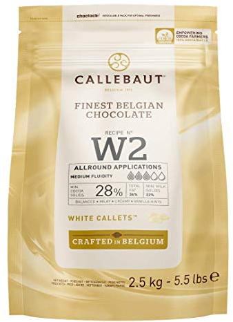 CALLEBAUT Receipe No. W2 - Kuvertüre Callets, Weiße Schokolade, 28% Kakao, 2500 G, 1er Pack