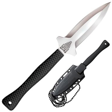 Cold Steel Hide Out 3 Durable Japanese AUS8A Stainless Steel Fixed Blade Spear Point Tactical Outdoor Neck Knife, 3-1/2 Kray-Ex Handle, Resistant Secure-Ex Sheath
