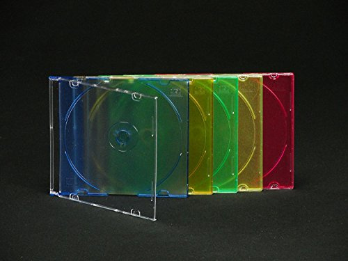 100 Custodie CD Singole Slim Colorate, Box porta CD 5,2 mm - Qtecx