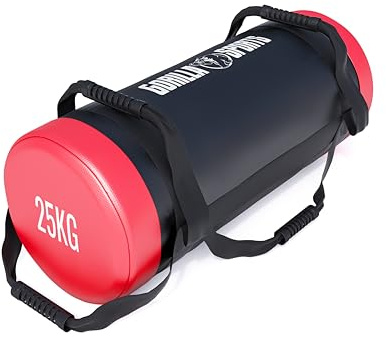 GORILLA SPORTS® Fitness Power Bag 5–30 kg, gefüllt, Kunstleder, Sandbag | Mit 2 rutschfesten Griffen, Schlaufe und verstärkten Nähten für Ganzkörpertraining, Workout und Crossfit; Corebag