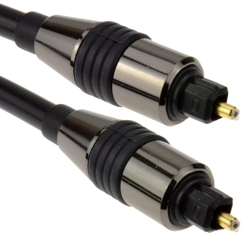 kenable PRO Chrome TOSLink Optical Digital Audio Cable 6mm Black Lead for Sky HD Blu-ray PS3 Xbox DVD to HiFi Surround Sound 2m
