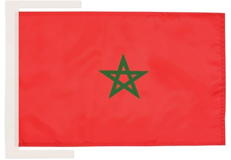AZ FLAG - Drapeau Maroc - 45x30 cm - Pavillon Marocain 100% Polyester Avec Deux Cordelettes - 20g