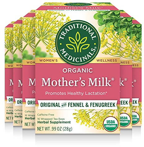 Traditional Medicinals - Organic Mother's Milk Herbal Tea (6 Pack) - Promotes Healthy Lactation in Breastfeeding Moms - 96 Tea Bags Total