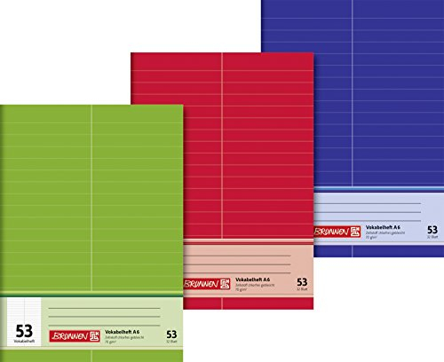 Brunnen 1046925 Vokabelheft (A6, 32 Blatt, liniert, mit Teilungslinie) 1 Stück