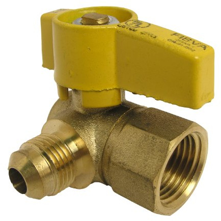 LASCO 10-1615 Angle Gas Ball Valve with 3/8-Inch Flare and 1/2-Inch Female Pipe Inlet, Brass