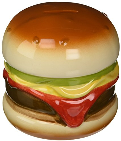 Keramik Spardose im Hamburger Design ca. 15cm Cheeseburger mit Öffnung & Schloss