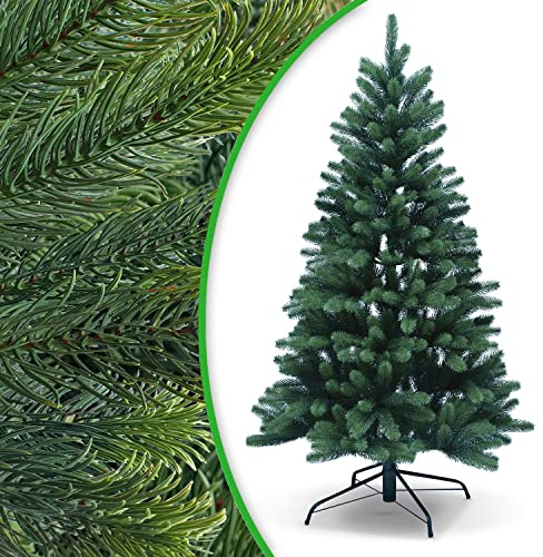 DILUMA Weihnachtsbaum Künstlich 150cm - Spritzguss Tannenbaum Wie Echt, Metall Standfuß, Modulares Stecksystem, Schwer Entflammbar B1 Zertifikat - Künstlicher Premium Voll-PE Christbaum