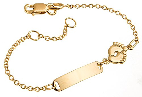 Silberketten-Store Kinder/Baby ID-Armband, 375 Gold, inkl. Gravur, Länge wählbar 12-14-16cm