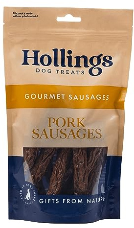 Hollings Pork Sausages Dog Treats, Delicious, Nutritious Air Dried Chews for Adult Dogs, 100% Gluten Free & Made with 100% Natural Ingredients (1kg)
