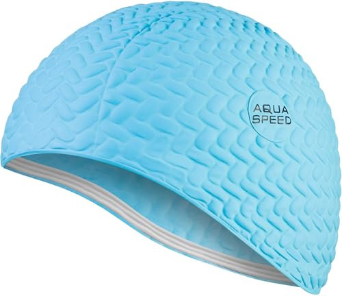Aqua Speed Schwimmhaube Damen Mädchen | Latex Badekappe | Schwimmkappe Lange Haare | Bademütze | Badehaube | Schwimmmütze wasserdicht | Womens Swimming Cap | Türkis | Bombastic Tic-Tac