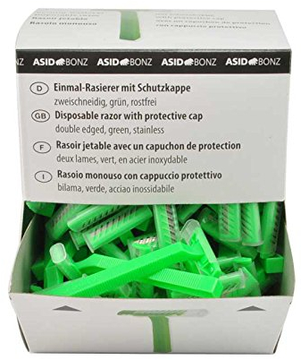 100 Stück rostfreie Einmal-Rasierer mit Schutzkappe zweischneidig, Einwegrasierer, Rasierer