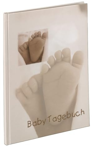 Hama Baby-Tagebuch für Jungen und Mädchen (Babyalbum mit 44 illustrierten Seiten, Album zum Selbstgestalten) beige