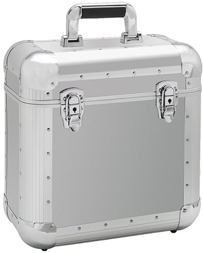 Reloop 60 Record Case silver - Caja de discos clásica, Tapa desmontable, Mango agradable al tacto