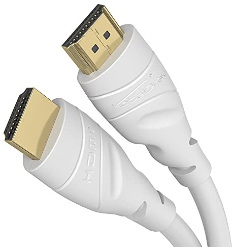 KabelDirekt – 4K HDMI-Kabel – 10m – Weiß – für PS5, Blu-ray, Xbox, Switch | 4K@60Hz, High Speed HDMI mit Ethernet – für PS5, Xbox Series X, Switch, Blu-ray, HDTV & Beamer – störsignalfrei