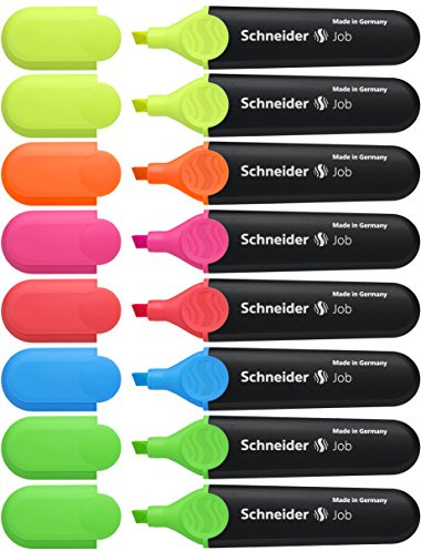 Schneider Job 150 Textmarker (aus recyceltem Kunststoff, ausgezeichnet mit Der blaue Engel) 8er Etui sortiert