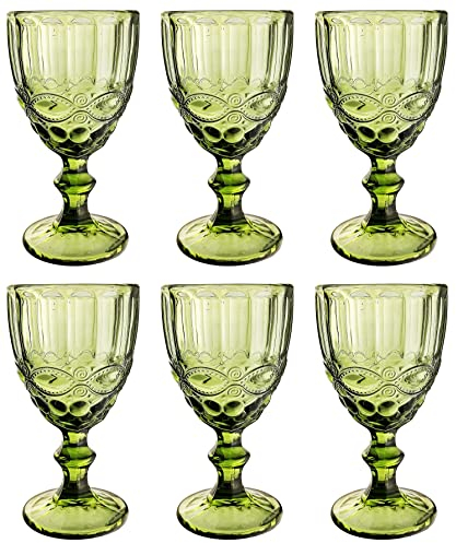 Vintage 6 Condivisione Set ROMA Bicchiere da Vino in Vetro - Bicchieri per Acqua, Ghiaccio e Highball con Brocca - Verde