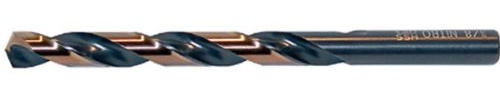 Drillco 400N Series High-Speed Steel Nitro Heavy Duty Jobber Drill Bit, Black/Gold Oxide Finish, Round Shank, Spiral Flute, 135 Degree Split Point, 3/8 Size (Pack of 6)