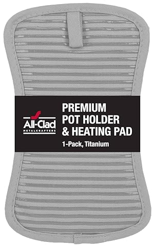 All-Clad Premium Pot Holder & Hot Pad: Heat Resistant to 500 Degrees - 100% Cotton, 10x6.25 Hot Pad for Kitchen and Barbeque, (1-Pack), Titanium