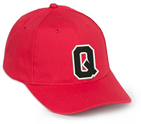Gorra de béisbol informal de algodón con letras del abecedario en negro, color rojo Rojo Q Taille unique