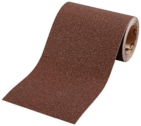 kwb Rouleau abrasif 5 m x 115 mm en corindon de grain 180, encollage de résine synthétique de haute qualité et support papier renforcé pour le ponçage moyennement fin du bois et du métal