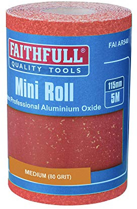 Faithfull FAIAR580R 5M Medium (80 Grit) Sandpaper Roll Red (HD) 115mm x 5M