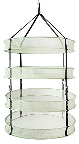 iPower Filet de séchage à 4 Couches en Maille Verte de 0,6 m avec Anneaux Lourds Pliables pour Plantes hydroponiques