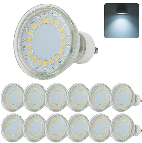 Sweet Led GU10 Lampen Strahler 230V Spots 5W 450lm LED-Leuchtmittel aus Glas mit Keramiksockel - Ersatz für Halogen - 6500K kaltweiß (12 Stück)